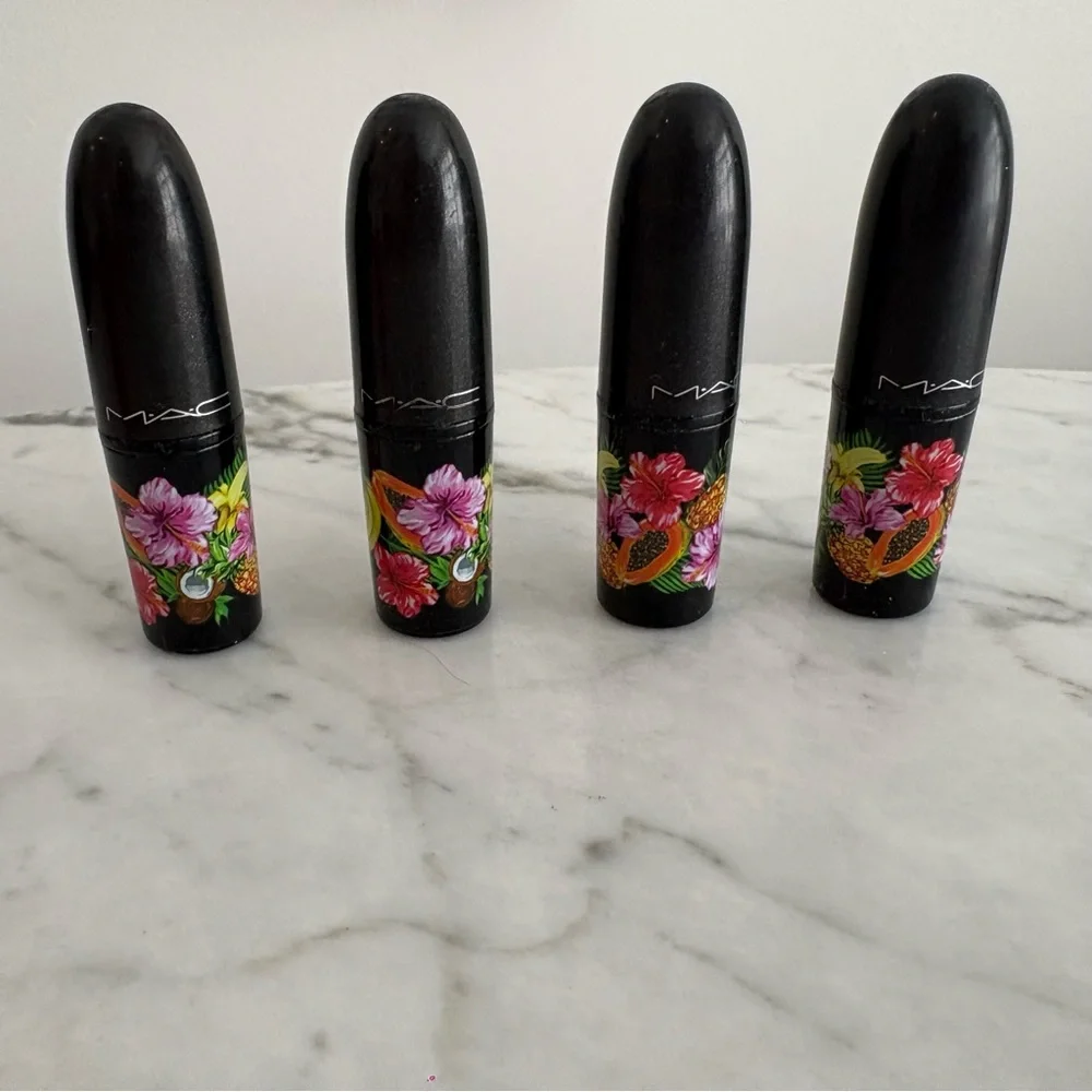 MAC Fruity Juicy Lipstick Lot x4 Limited Edition 2017 Calm Heat Si Si Me
